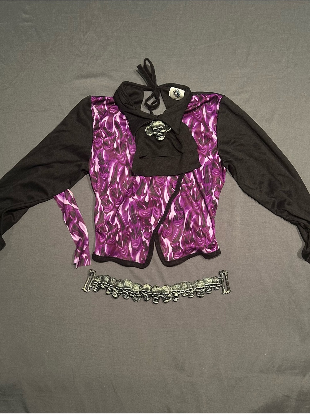 Vintage Disguise Mask A Rage Purple Flame Pirate Warlock Costume Top
